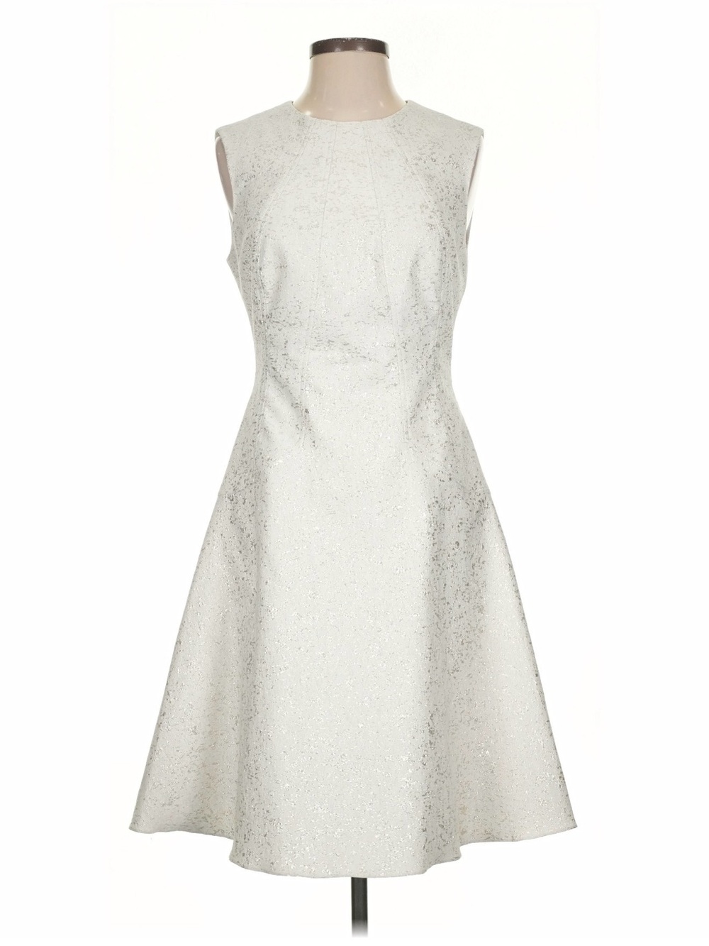 Lela Rose Classic Sleeveless ivory and gold flecked Dress size 10